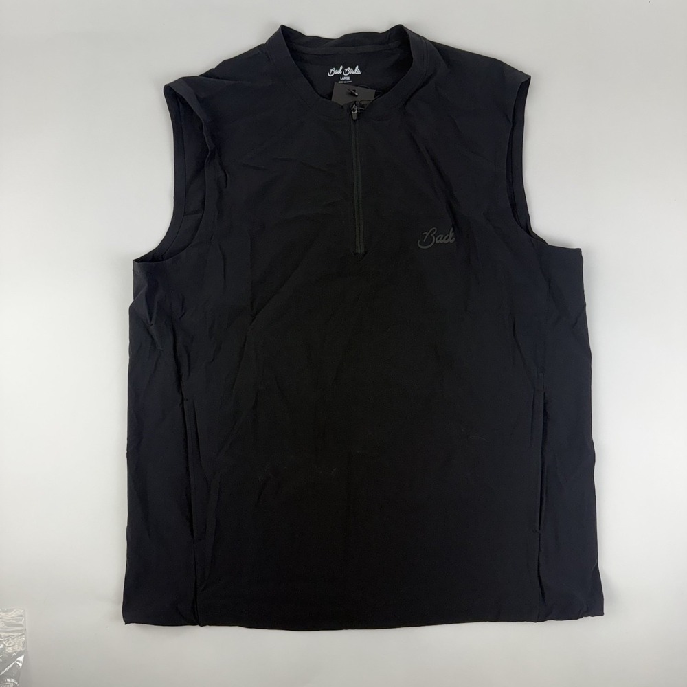 New Mens Bad Birdie Lightweight Black Full Zip Casual Golf Vest Size Large NWT